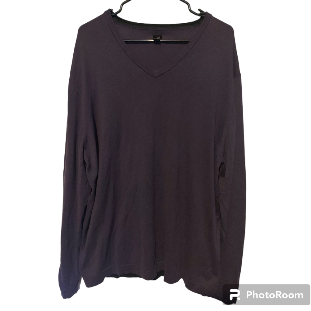 JF J. Ferrar Dark purple/ plum V neck sweater size xl